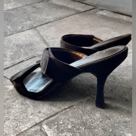 NWOT Women’s Faux Suede Square Open Toe Slip On Stiletto Heels Sandals - Picture 10 of 11